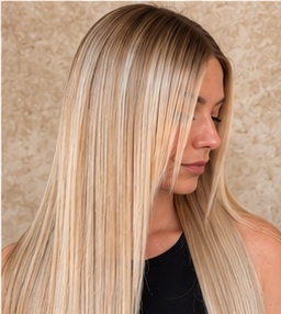 Long blonde with multidimensional highlights and a soft root