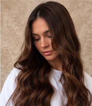Very long brunette extensions in loose waves